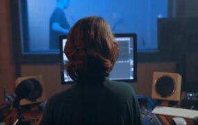 演播室女工作员背影视频素材