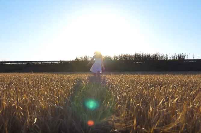 在广阔麦地里跑回来的美女人物视频素材