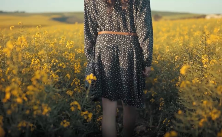 性感美女独自走在田野间人物视频素材