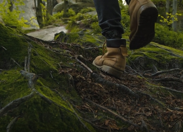 森林里行走的脚步视频素材