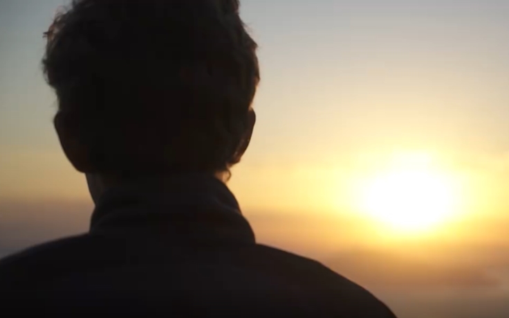 在海边看夕阳男子背影短视频素材