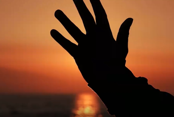 夕阳透过指缝视频素材